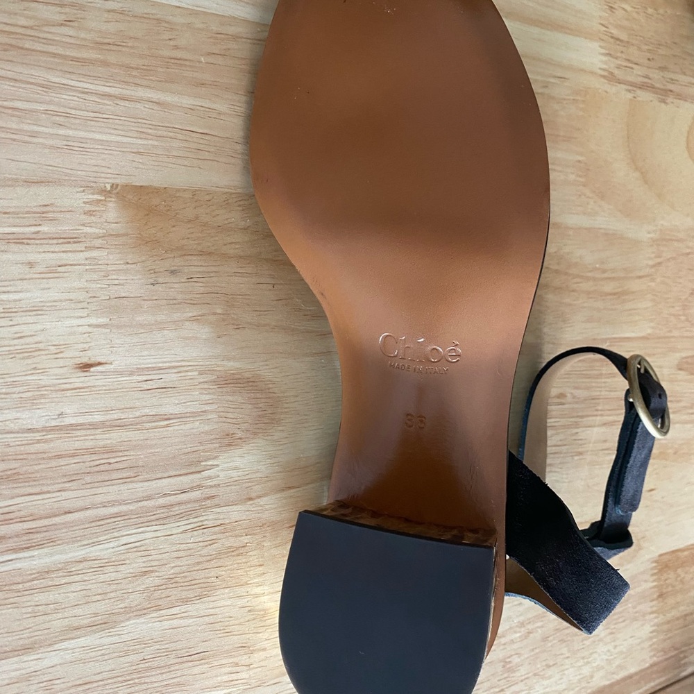 Never worn Chloe Black and Gold Block Heel Sandals - Picture 7 of 8